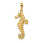 14K Gold Polished Seahorse Pendant for Men Elegant Design