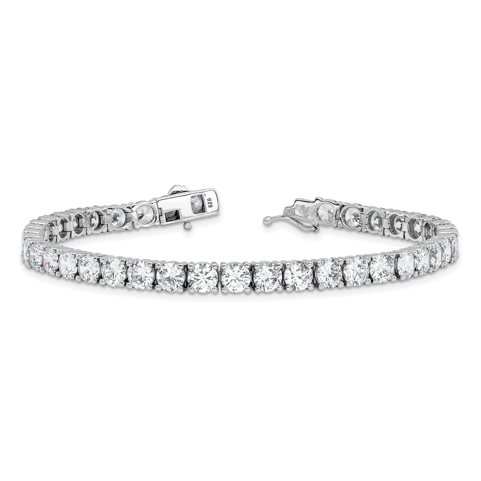 Sterling Shimmer Sterling Silver Rhodium-plated 5mm CZ 39 Stone 8 inch Bracelet