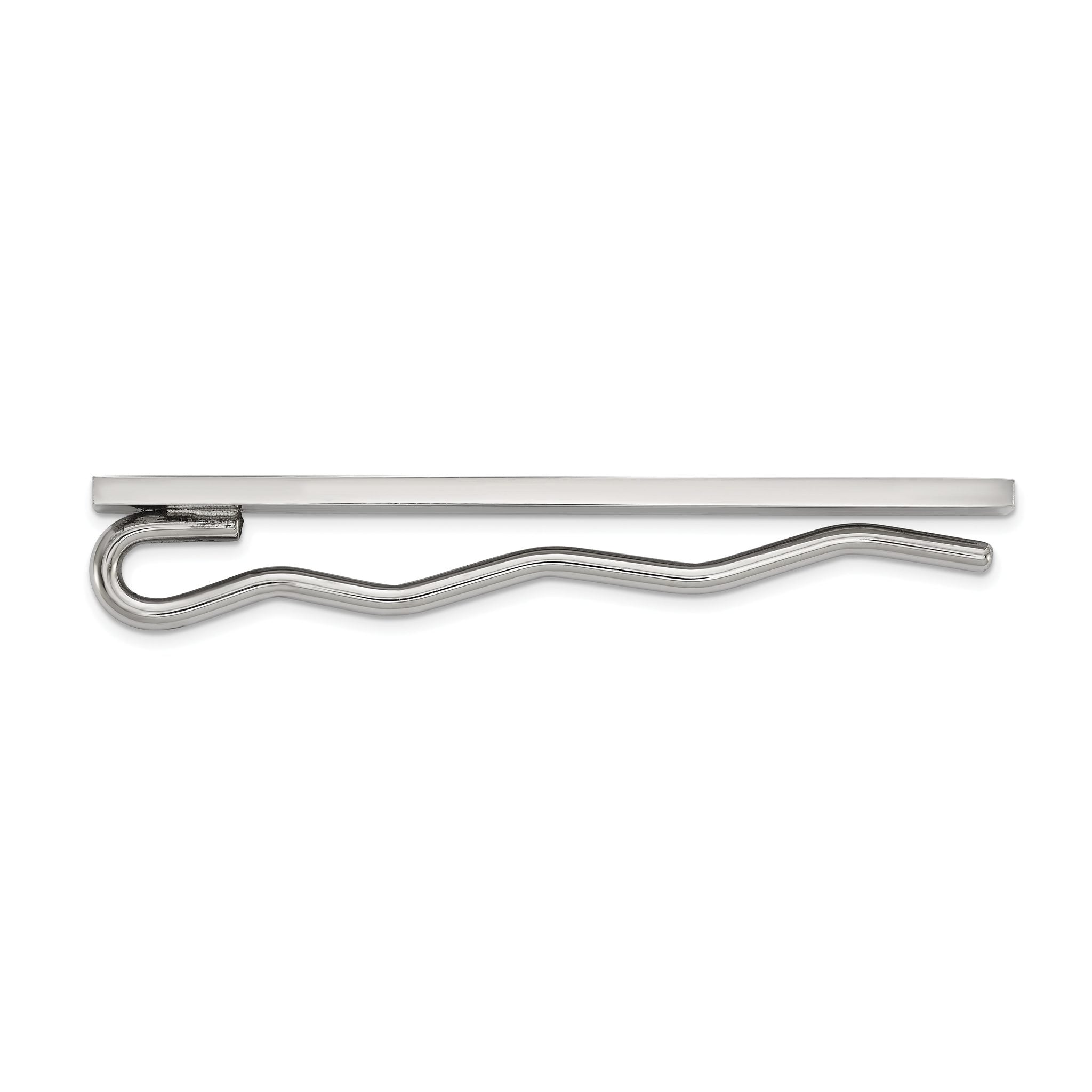 Men's Polished Cubic Zirconia Stainless Steel Tie Bar
