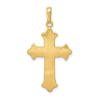 14K Two-Tone Gold Fleur De Lis Cross Pendant with Polished Finish