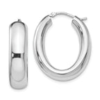 Sophia Jewelers Sterling Silver Oval Hoop Earrings with Polished Rhodium Finish