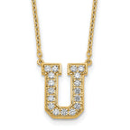 14k 3/8 carat Lab Grown Diamond VS+ F+ Complete Letter U 18 inch Initial Necklace