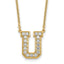 14k 3/8 carat Lab Grown Diamond VS+ F+ Complete Letter U 18 inch Initial Necklace