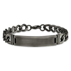 Stainless Steel Brushed Antiqued White Bronze Plated Curb Chain ID Bracelet for Men