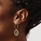 Stainless Steel Gold-Tone Enamel Polished Star Hoop Earrings for Women