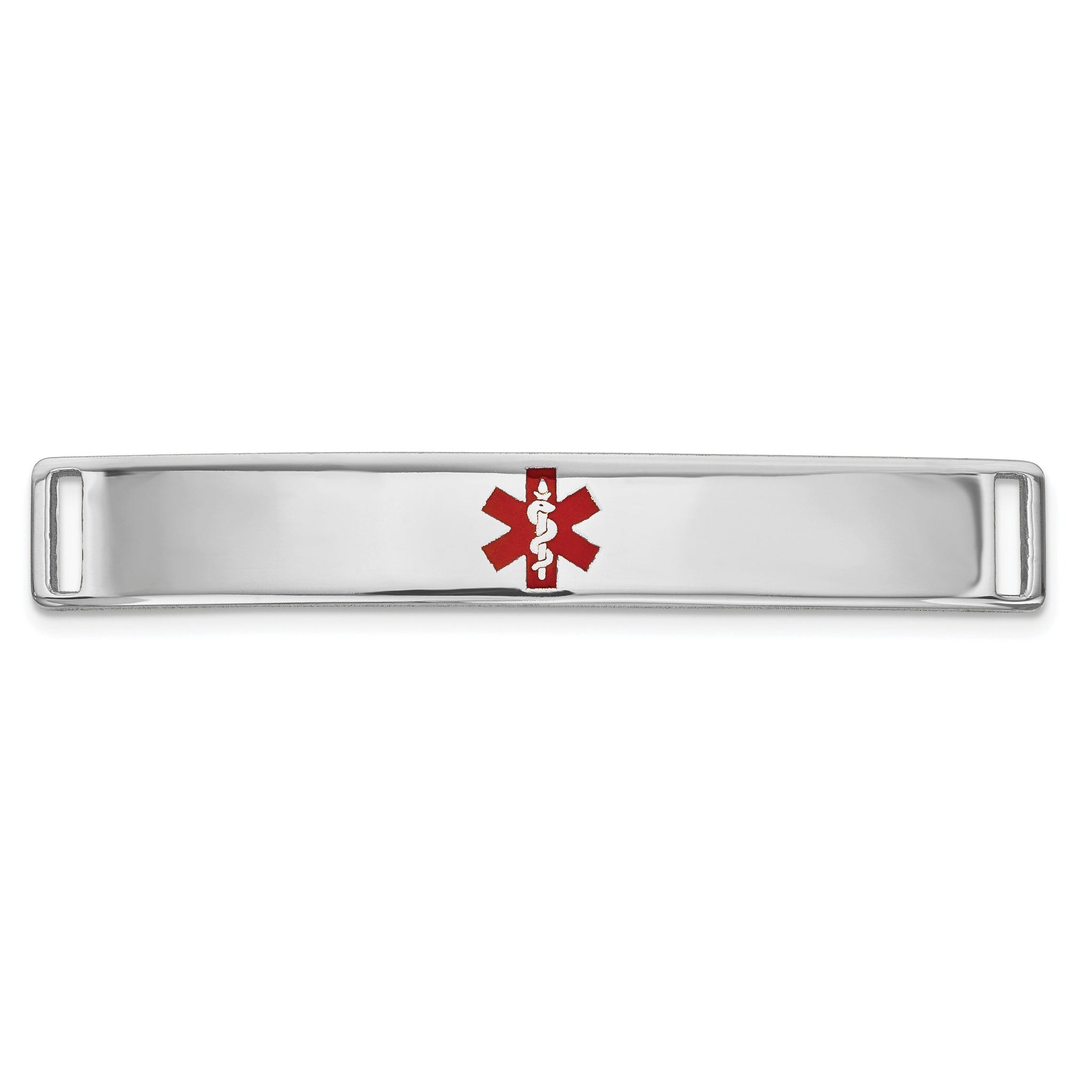 14K White Gold Engravable Unisex Medical ID Bracelet with Red Enamel Main image