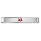 14K White Gold Engravable Unisex Medical ID Bracelet with Red Enamel