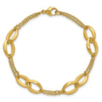 14K Polished and Brushed 2-Strand Navette Link Bracelet