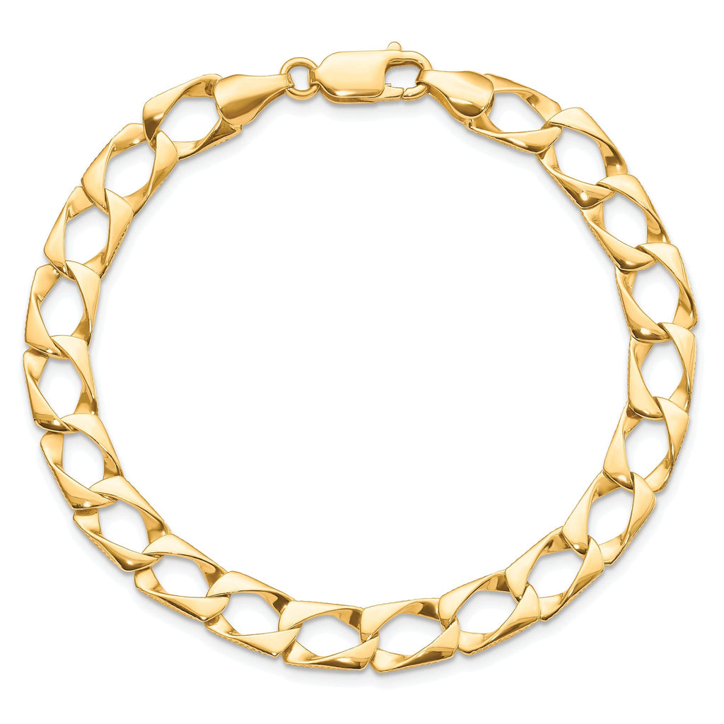 10k 7.4mm Satin & Diamond-cut Fancy Link Bracelet