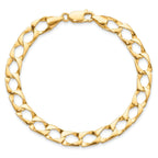 10k 7.4mm Satin & Diamond-cut Fancy Link Bracelet