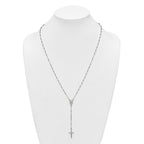 Sterling Silver Polished and Beaded Rosary 24 inch Necklace