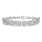 Sterling Silver Polished Fancy Byzantine Center 7.75 inch Bracelet