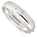 Sterling Silver 925 Adjustable Bangle with Polished Textured Design