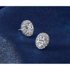 14K White Gold 1 1/4 ct Lab-Created Diamond VS+ F+ Oval-Cut Halo Earrings