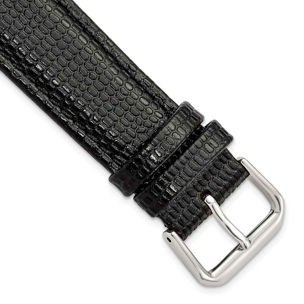 Black Lizard-Grain Leather Watch Band, 16mm