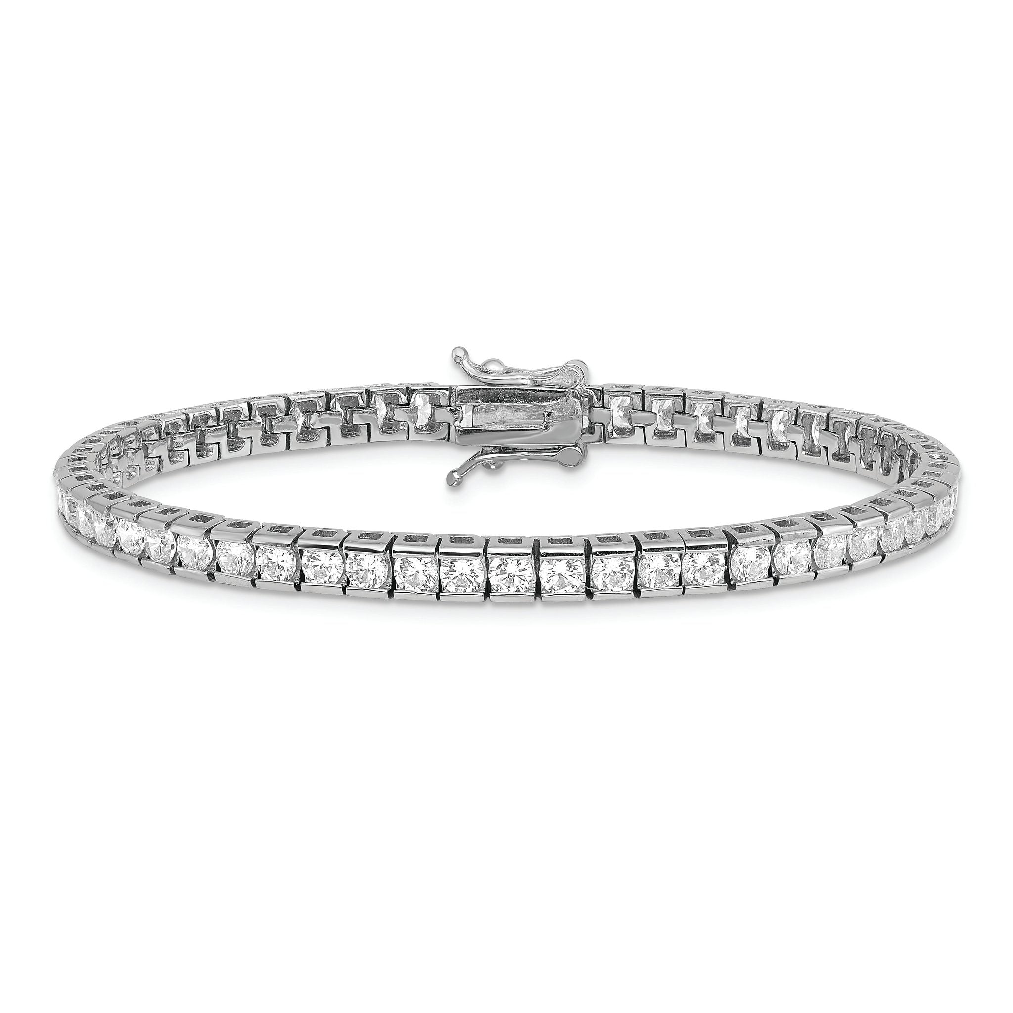 Sterling Silver Rhodium-plated CZ 7 inch Tennis Bracelet