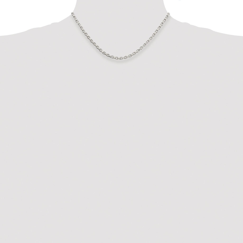 Sterling Silver Rhodium-plated 3.5mm Diamond-cut Rolo Chain