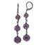Smokey Purple Glass Bead Drop Earrings in Black-Plated Metal