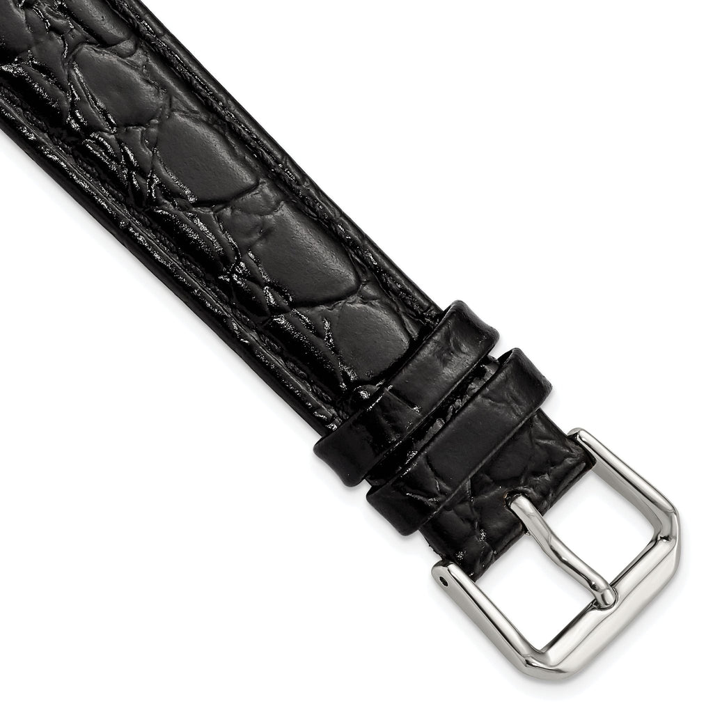 Alligator-Grain Leather Watch Band in Black, 15mm