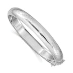 Sterling Silver 925 Hinged Bangle Bracelet with Diamond-Cut Polished Finish