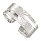 Sophia Jewelers Sterling Silver Hammered Cuff Bangle with Polished Finish