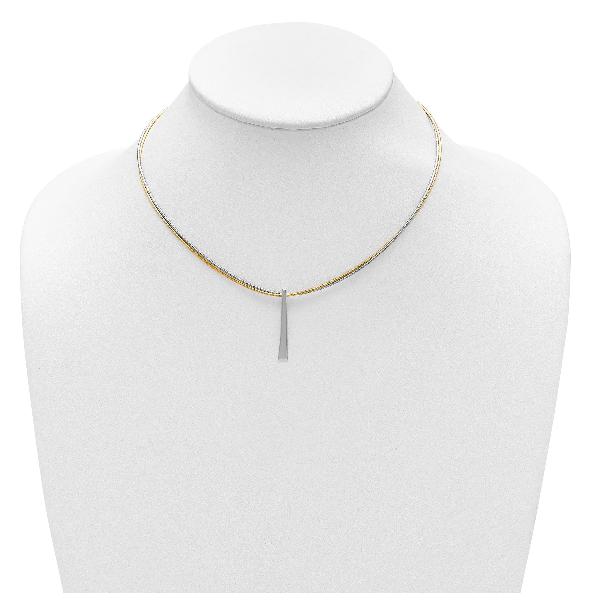 SS RH/Gold-plated 2-Wire Tapered Bar w/ 2in Ext. Necklace