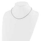 14K White Gold Polished/Textured Fancy Oval Link Necklace