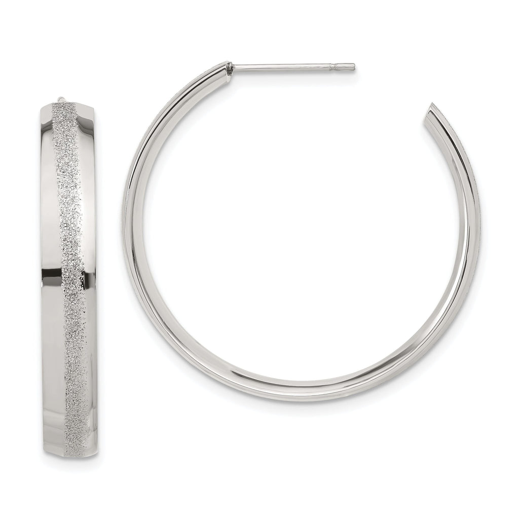 Stainless Steel Polished Round C-Hoop Earrings for Women