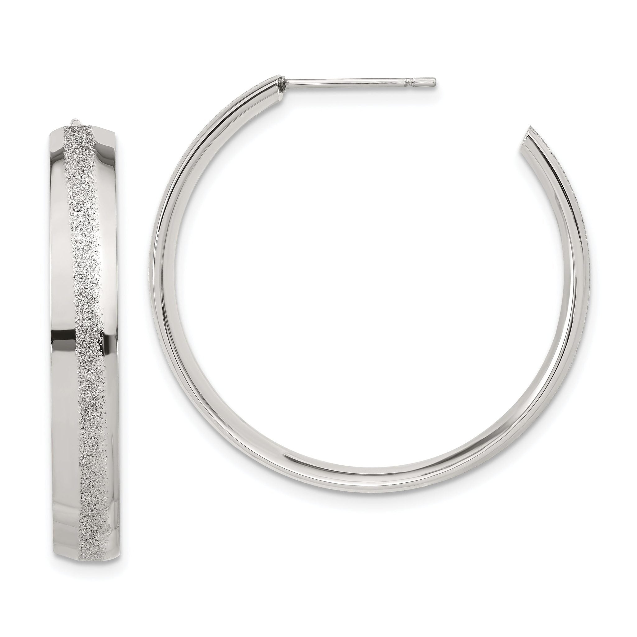 Stainless Steel Polished Round C-Hoop Earrings for Women