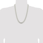 Sterling Silver Rhodium-plated 10.7mm Polished Domed Curb Chain