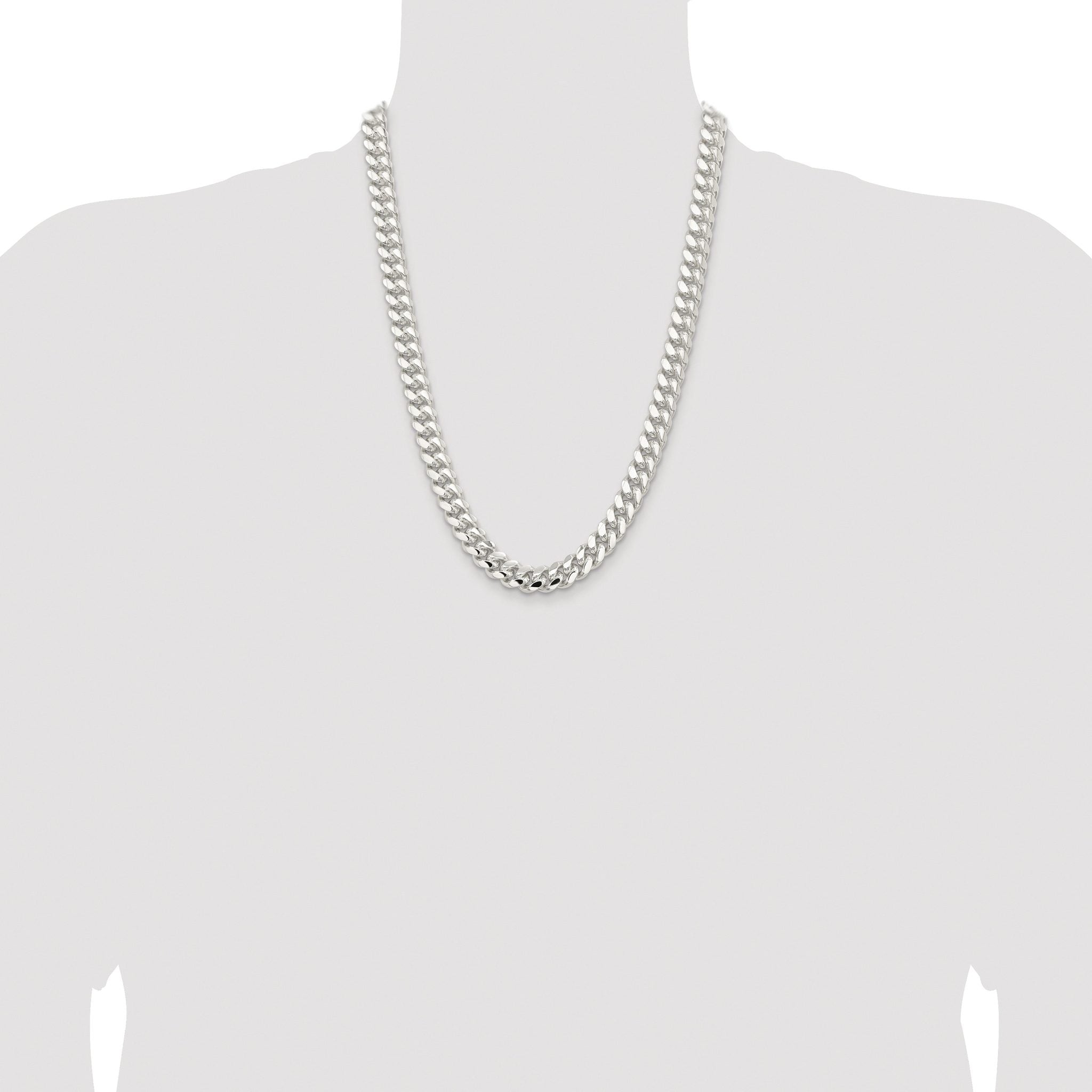 Sterling Silver Rhodium-plated 10.7mm Polished Domed Curb Chain