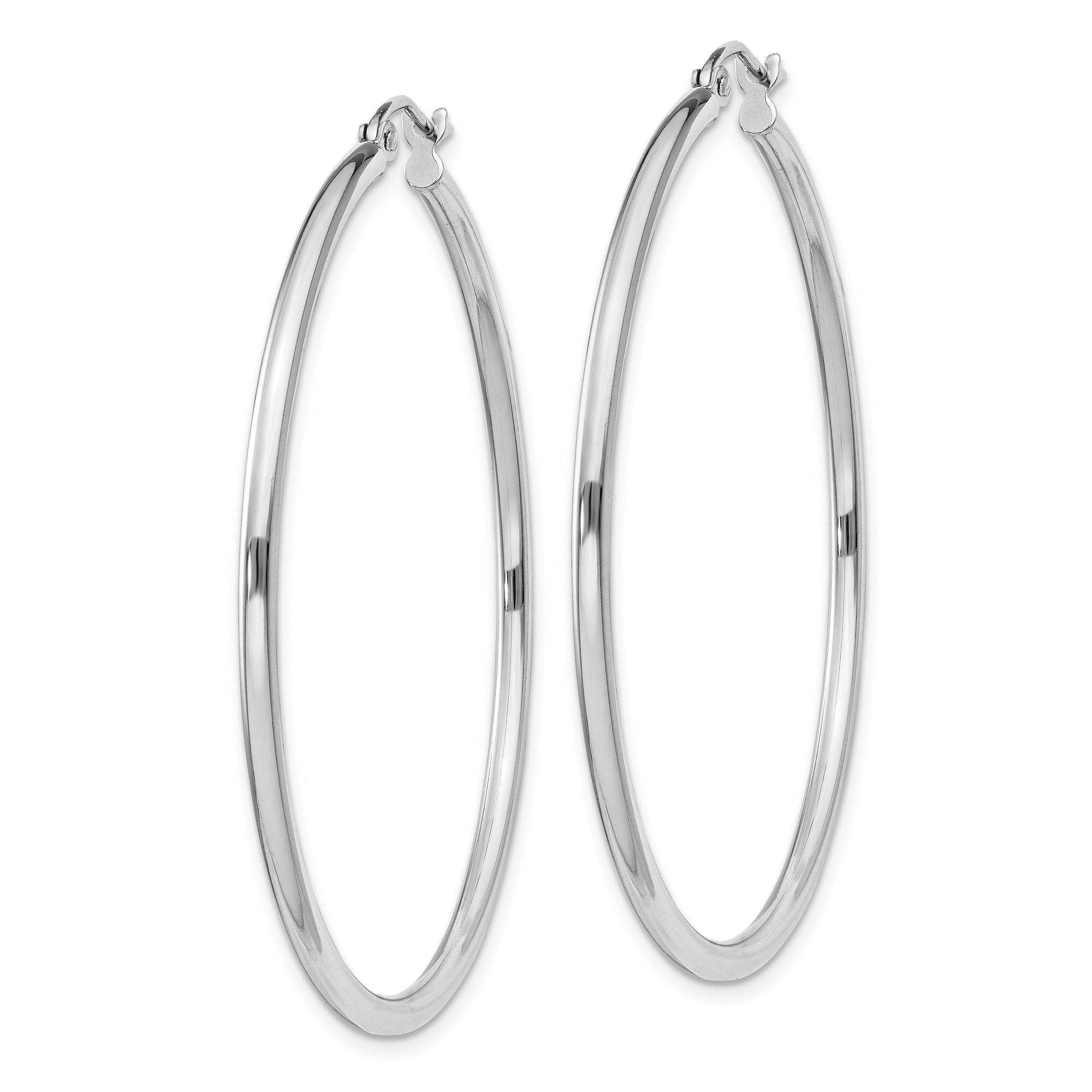 Sterling Silver Rhodium-plated 2mm Round Hoop Earrings Secondary image