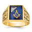 10k Two-tone Men's Polished and Textured with Lab Created Sapphire and Diamond Blue Lodge Master Masonic Ring