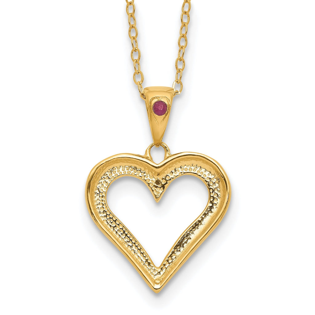 Sophia Jewelers 18K Gold-Plated Sterling Silver Ruby and Diamond Heart Necklace