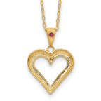 Sophia Jewelers 18K Gold-Plated Sterling Silver Ruby and Diamond Heart Necklace