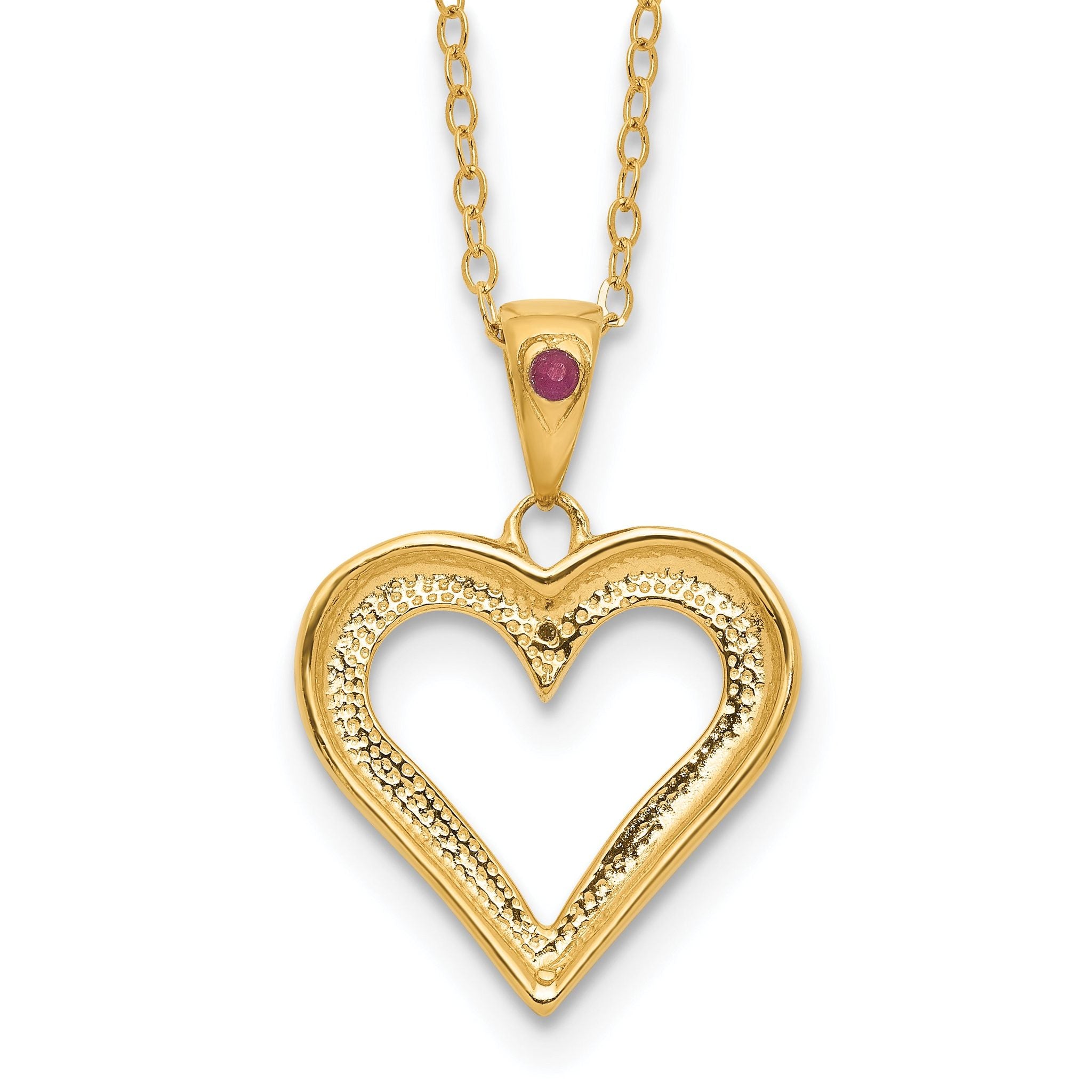 Sophia Jewelers 18K Gold-Plated Sterling Silver Ruby and Diamond Heart Necklace