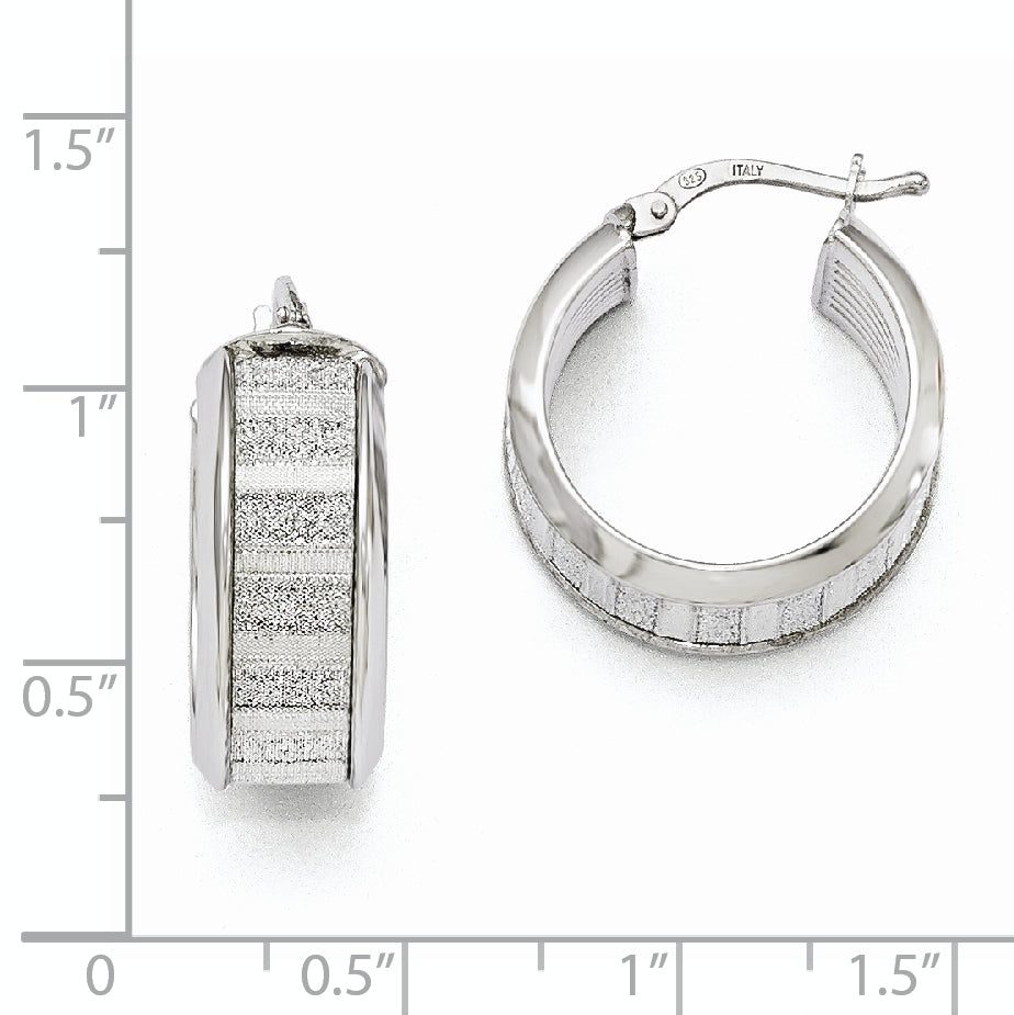 Sterling Silver Rhodium-Plated Hoop Earrings with Glimmering Polished Finish Secondary image