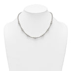 Sterling Silver Polished and Multi-Size Beads 17 Inch Necklace