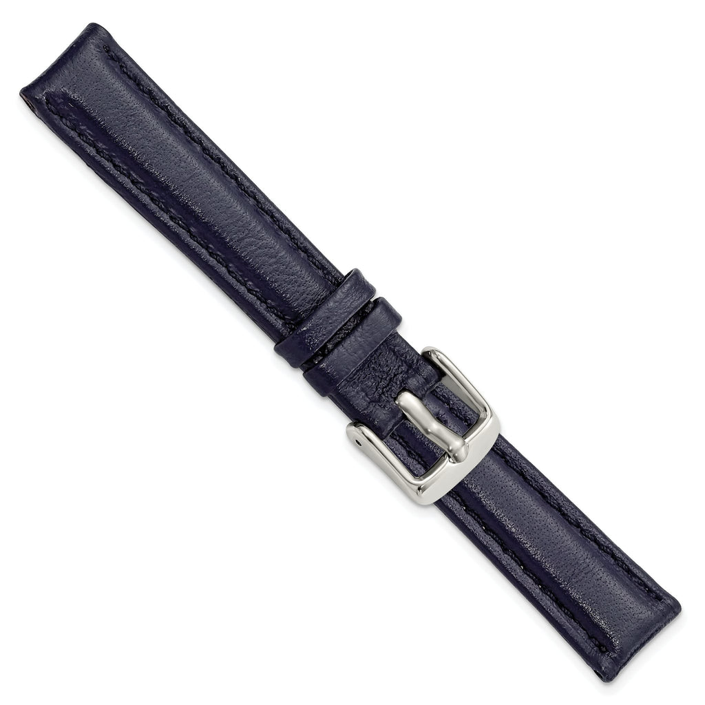 Navy Glove Leather Watch Band with Panerai-Style Buckle, 19mm