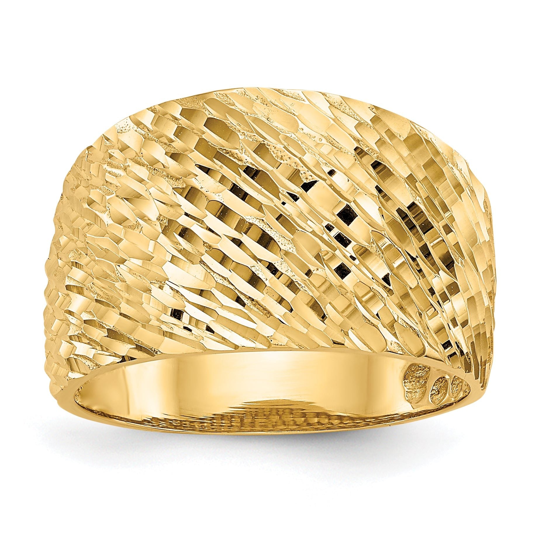 14K Gold Polished Textured Dome Ring Main image