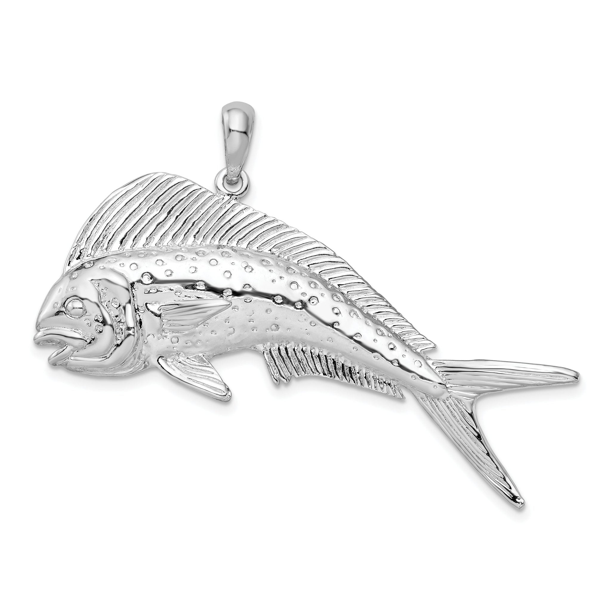 De-Ani Sterling Silver Rhodium-Plated Polished Mahi-Mahi Fish Pendant Main image