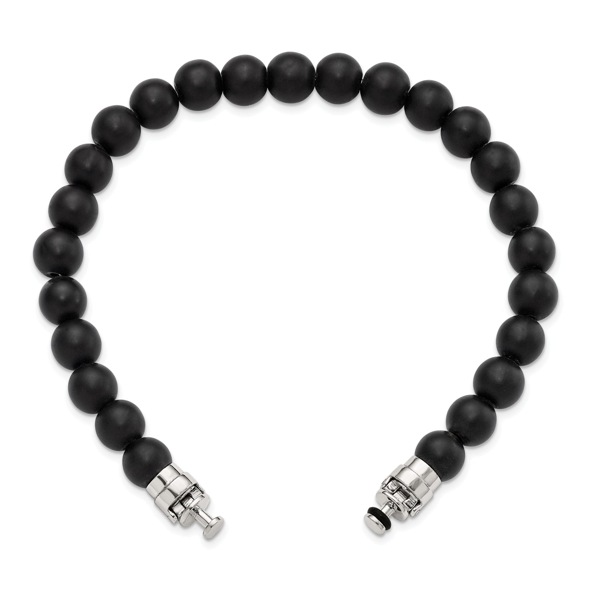 Sterling Silver Reflections 8mm Matte Black Onyx Beaded 8in Bracelet/Bead not included, sold seperately