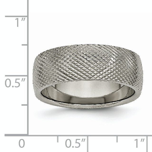 Polished & Textured Wedding Band in Titanium, 8mm