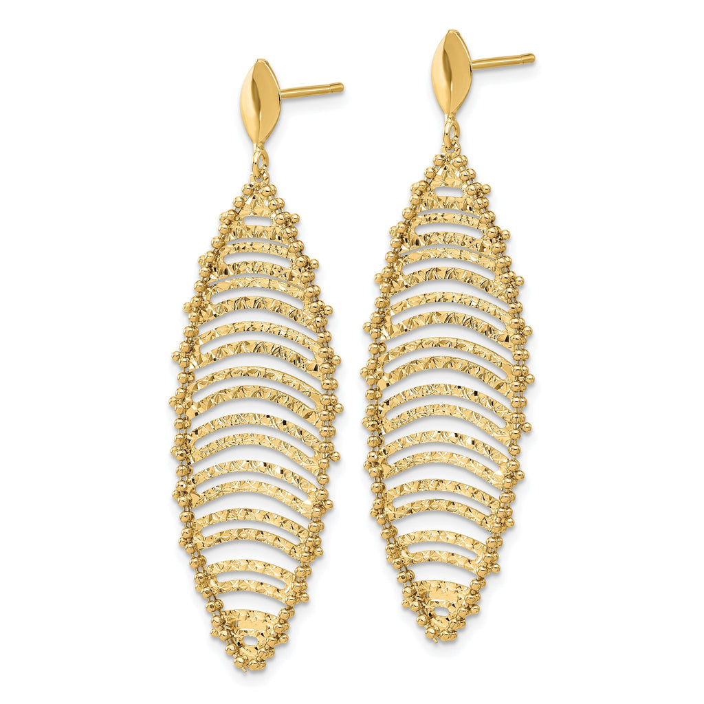 14K Polished and Textured Post Dangle Earrings