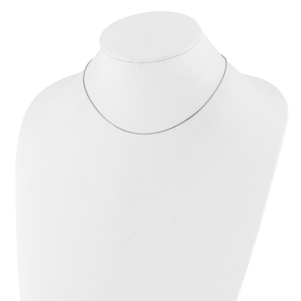 0.85mm 10K White Gold Box Chain