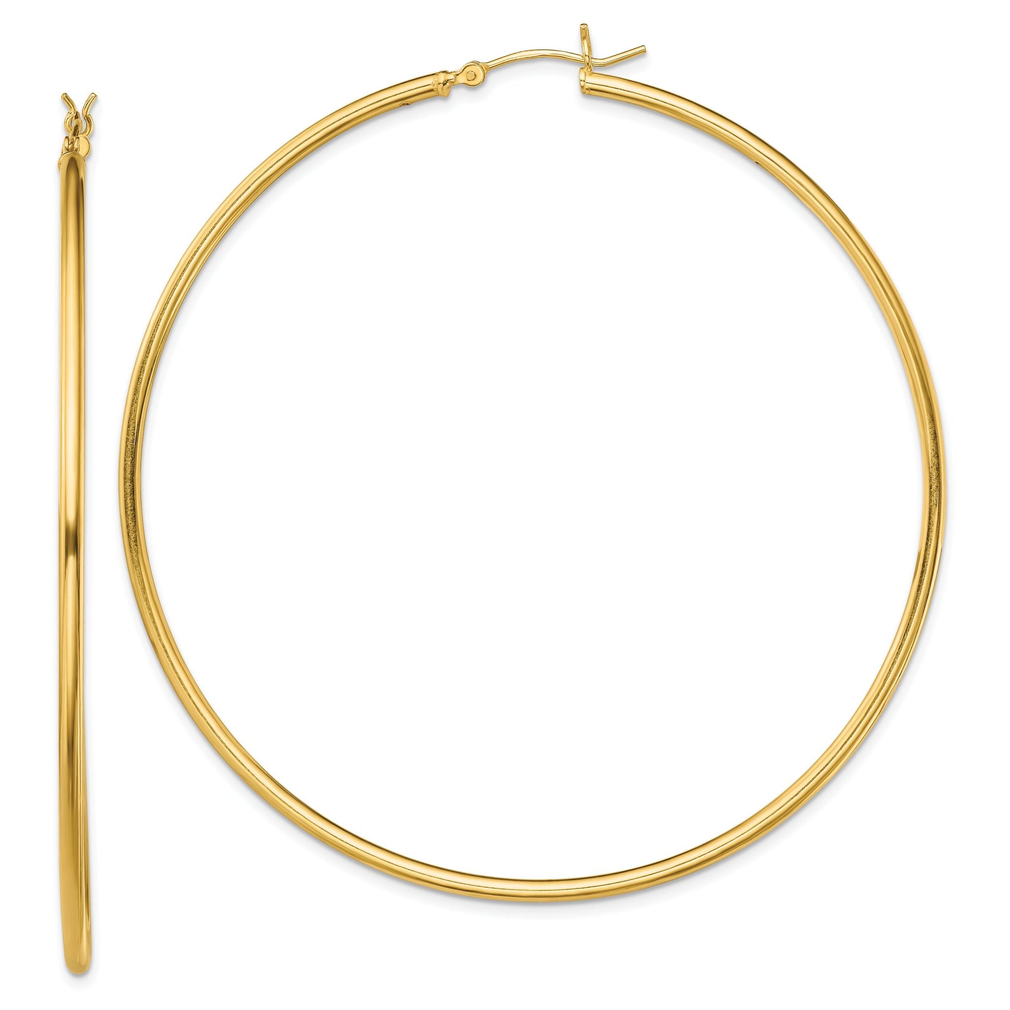 Sterling Silver Gold-Tone Polished 2x70mm Hoop Earrings Main image