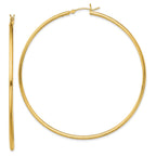 Sterling Silver Gold-Tone Polished 2x70mm Hoop Earrings