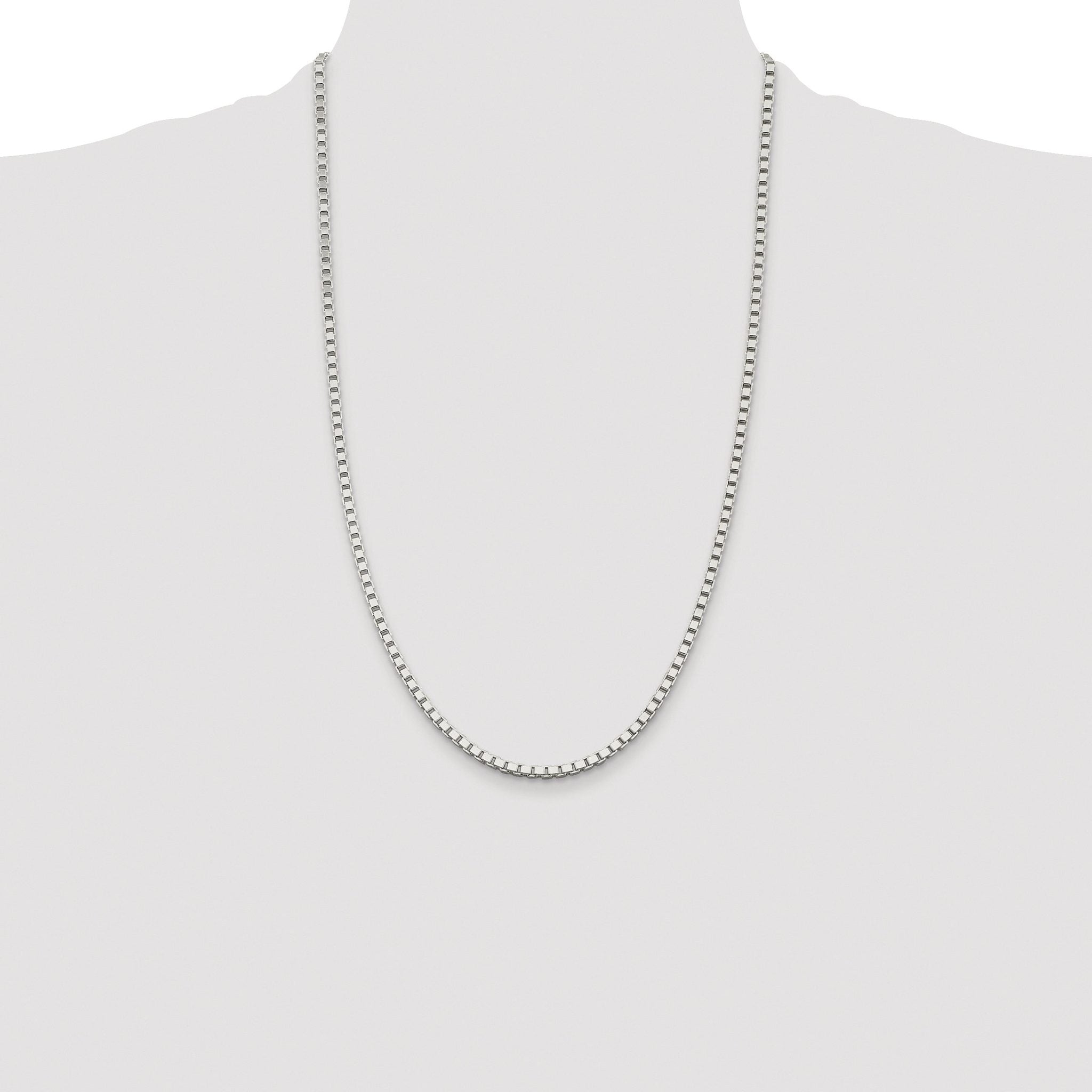 Sterling Silver Rhodium-plated 3mm Box Chain