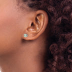 14kw 5mm Round Green Quartz Earrings