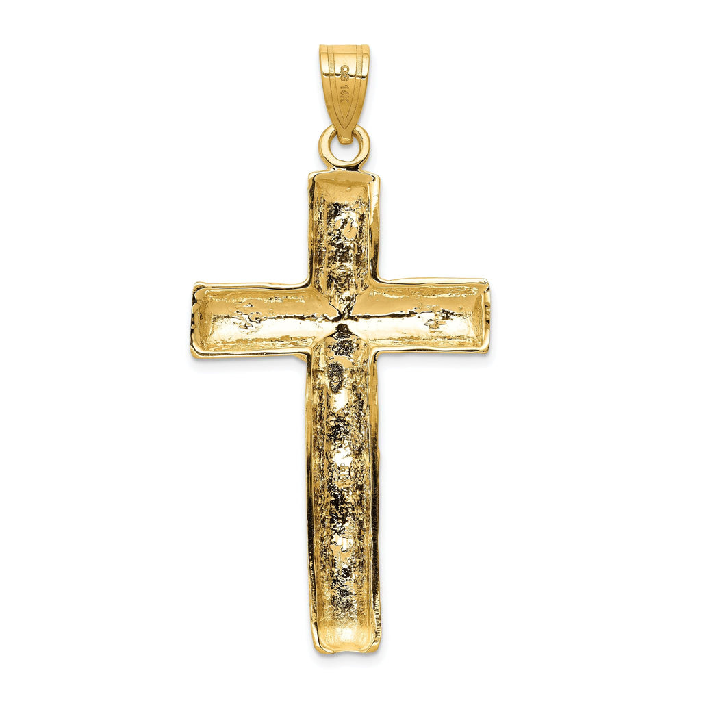 14K Gold Crucifix Charm with Polished Finish and Textured Elegance